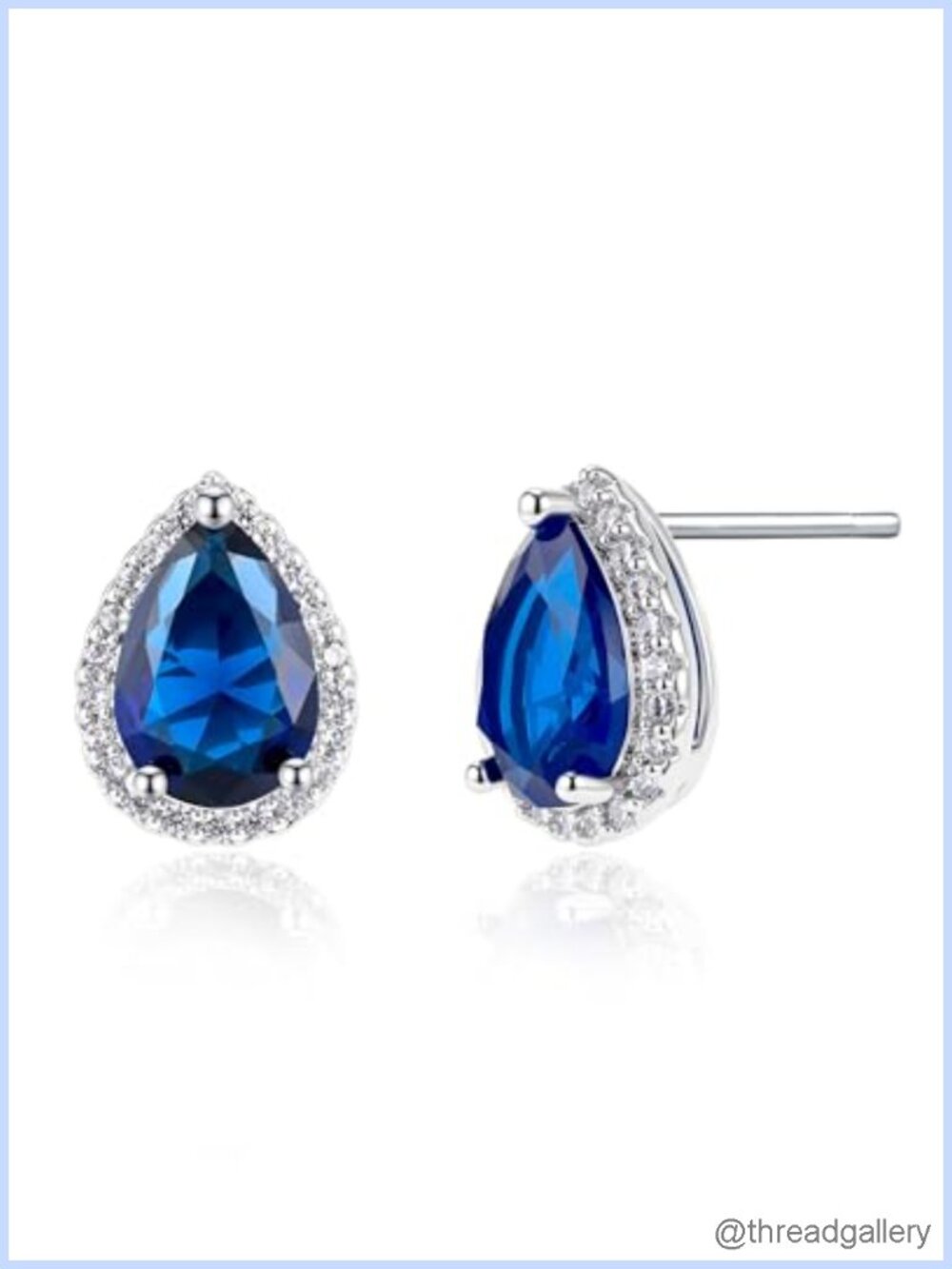 Sterling Silver Sapphire Teardrop Stud Earrings Hypoallergenic Jewelry